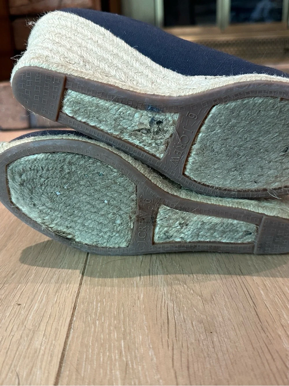 J Crew Charcoal Canvas Espadrille Wedge Pumps